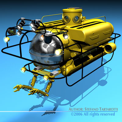 Submersible steampunk submarine 3D model_6