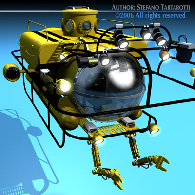 Submersible steampunk submarine 3D model_1