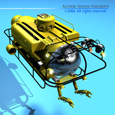 Submersible steampunk submarine 3D model_3