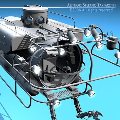 Submersible steampunk submarine 3D model_5