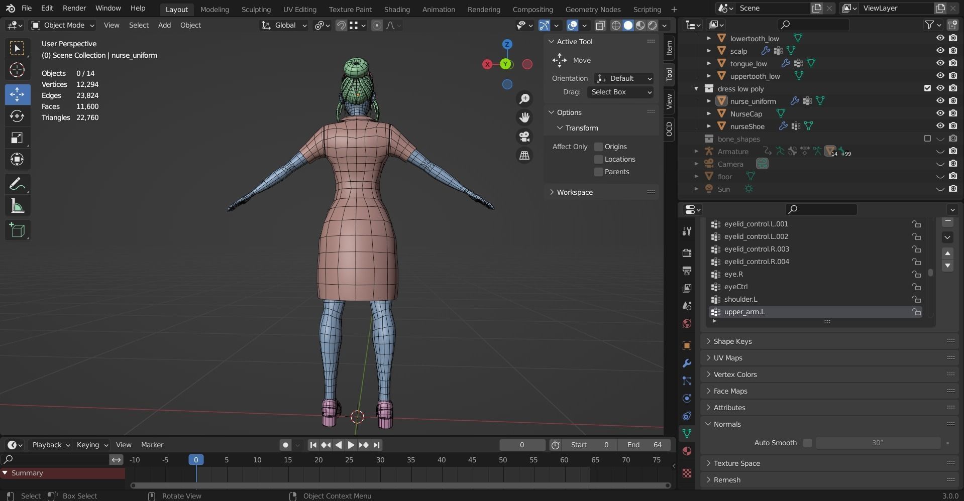 Cartoon Nurse Full Rigged and Animated in Blender and Unity  Low-poly 3D model_17