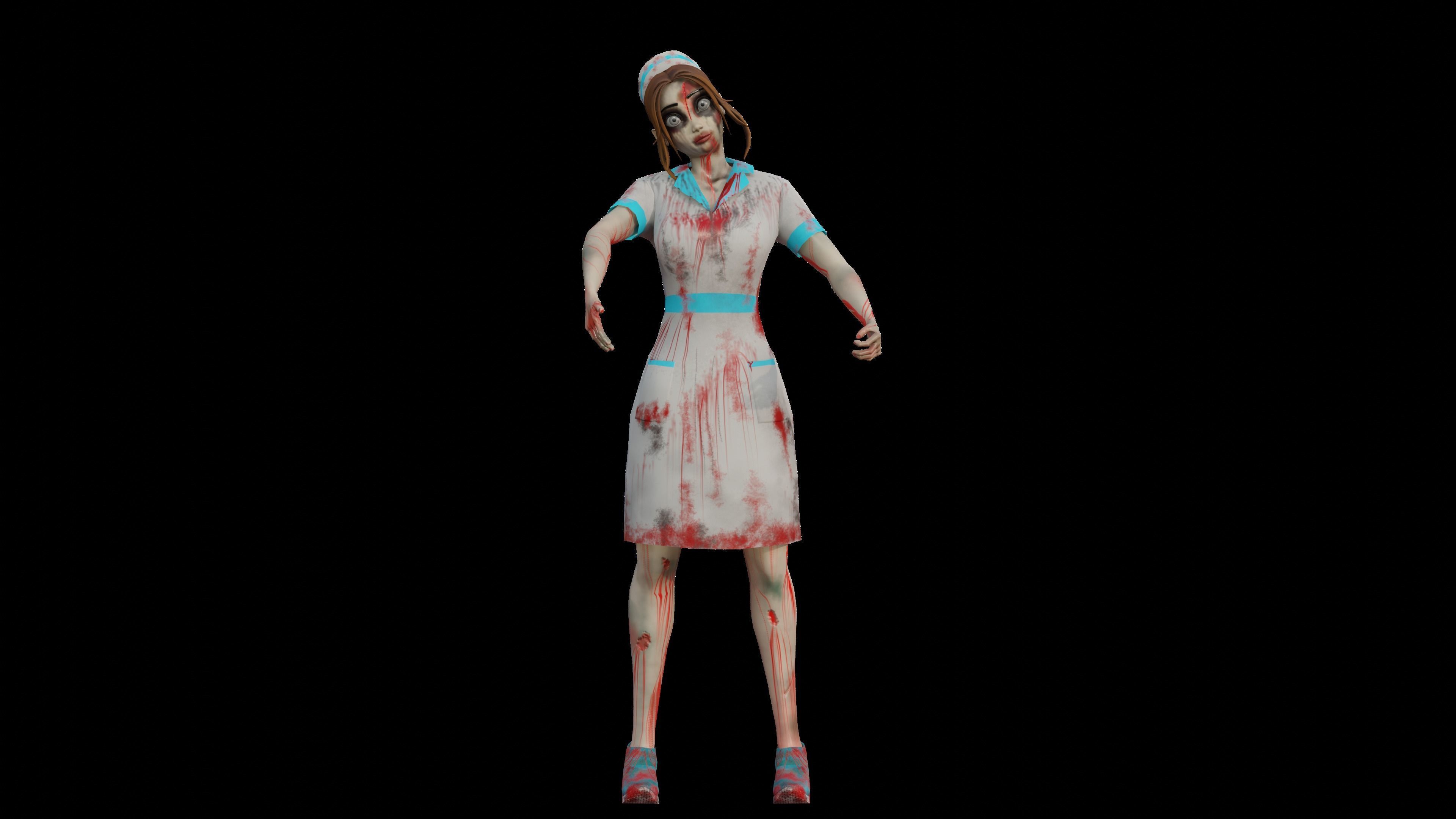 Cartoon Nurse Full Rigged and Animated in Blender and Unity  Low-poly 3D model_11