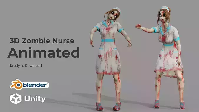 Cartoon Nurse Full Rigged and Animated in Blender and Unity  Low-poly 3D model