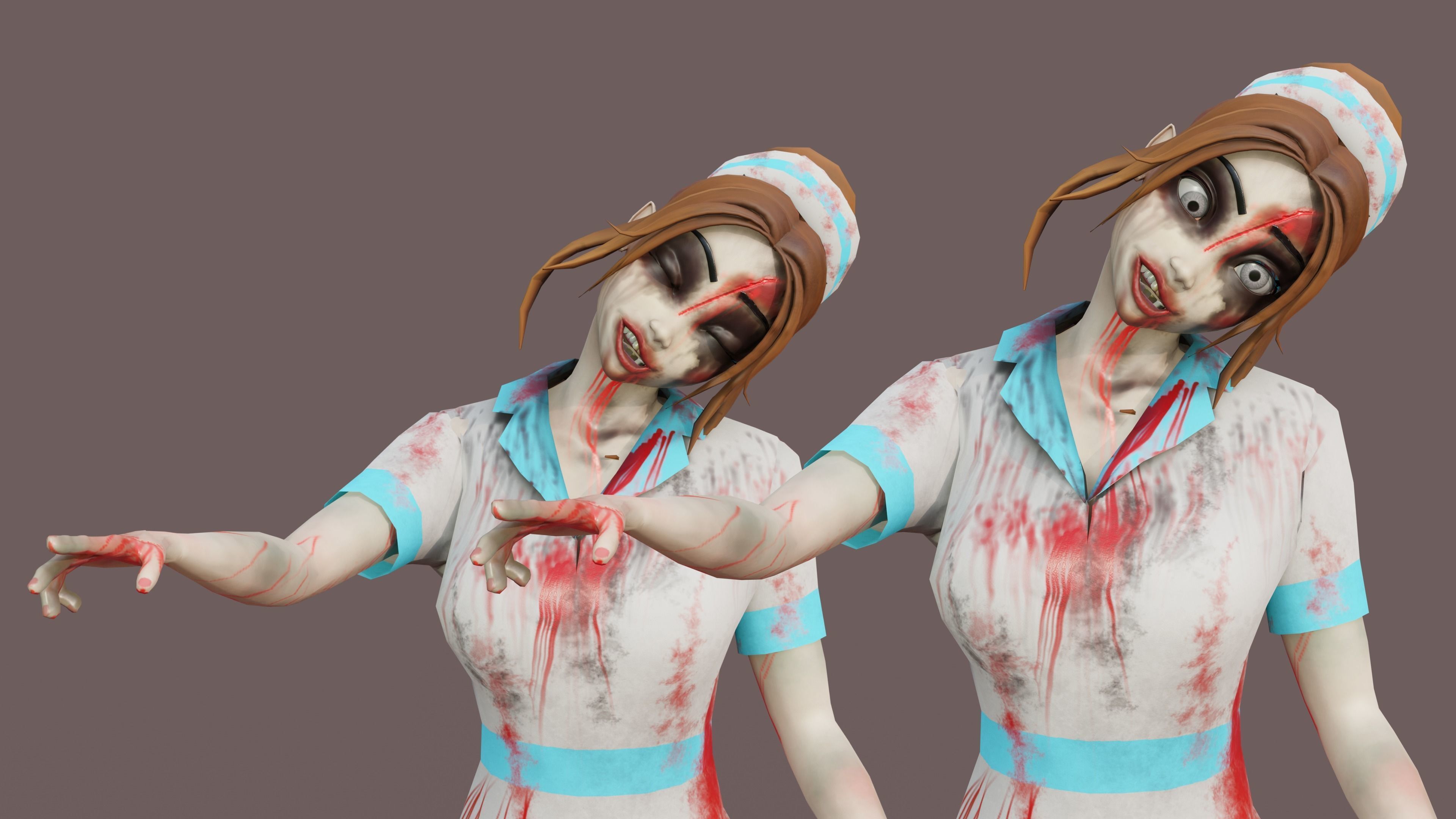 Cartoon Nurse Full Rigged and Animated in Blender and Unity  Low-poly 3D model_7