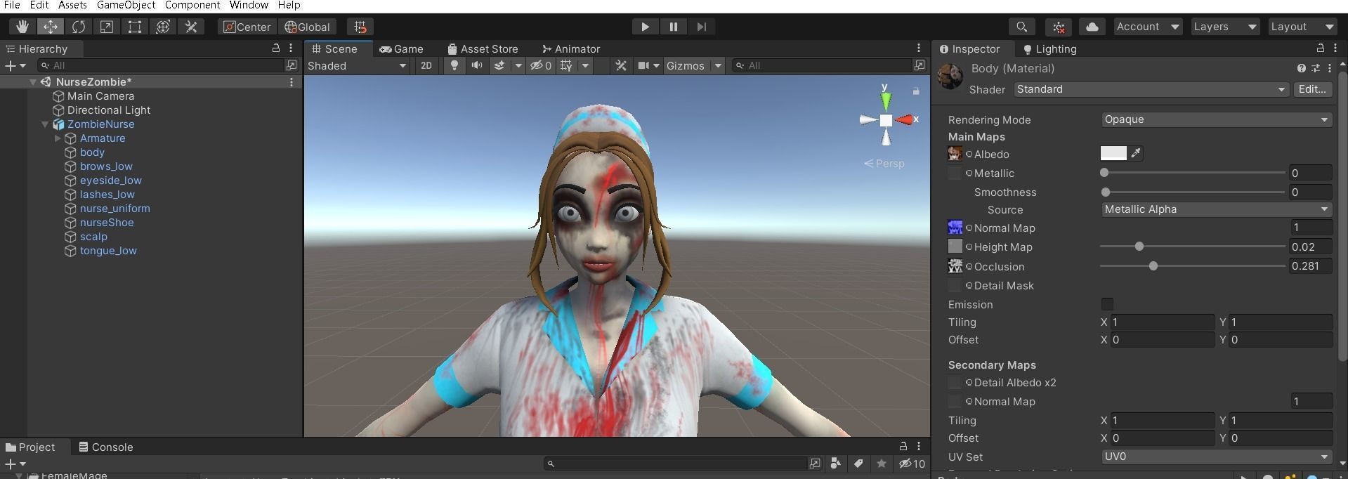 Cartoon Nurse Full Rigged and Animated in Blender and Unity  Low-poly 3D model_5