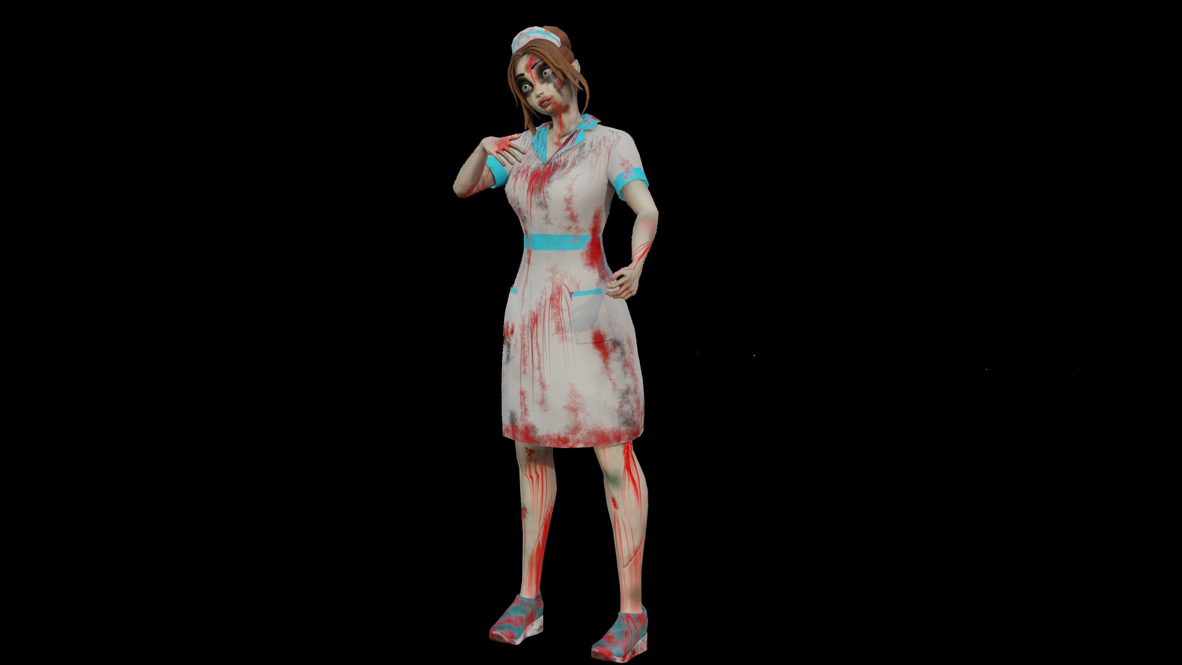 Cartoon Nurse Full Rigged and Animated in Blender and Unity  Low-poly 3D model_13