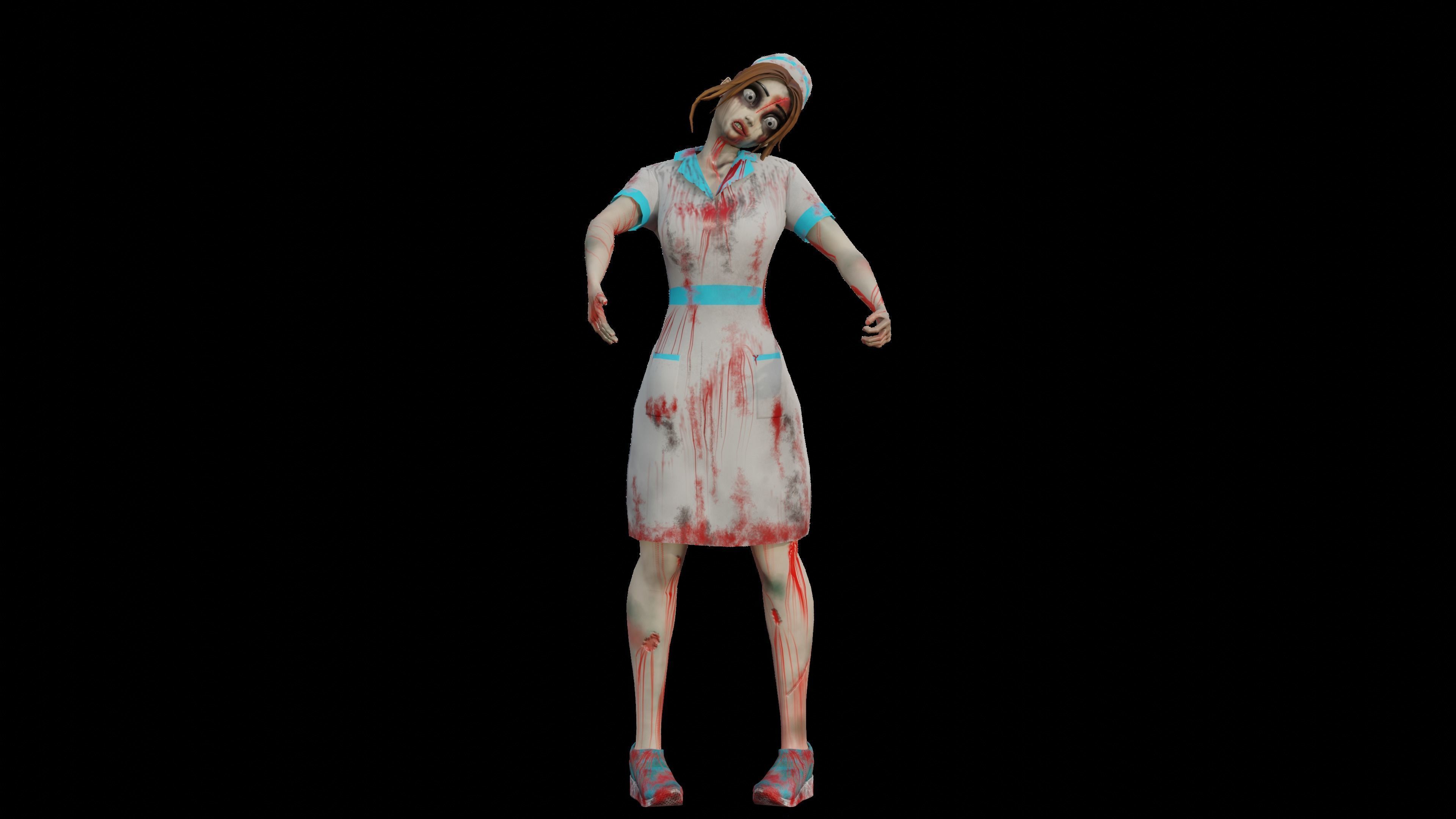 Cartoon Nurse Full Rigged and Animated in Blender and Unity  Low-poly 3D model_12
