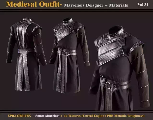 Medieval Outfit- MD- Smart Material - Textures -OBJ - FBX
