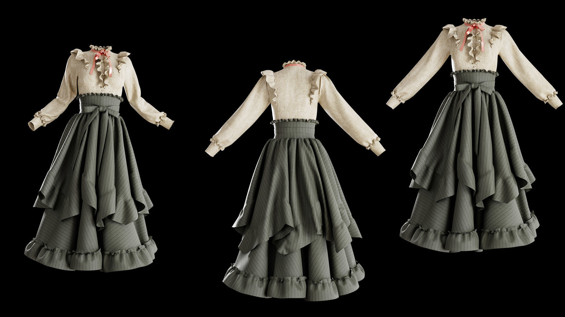 3 Dresses for women vol01 3D model_2