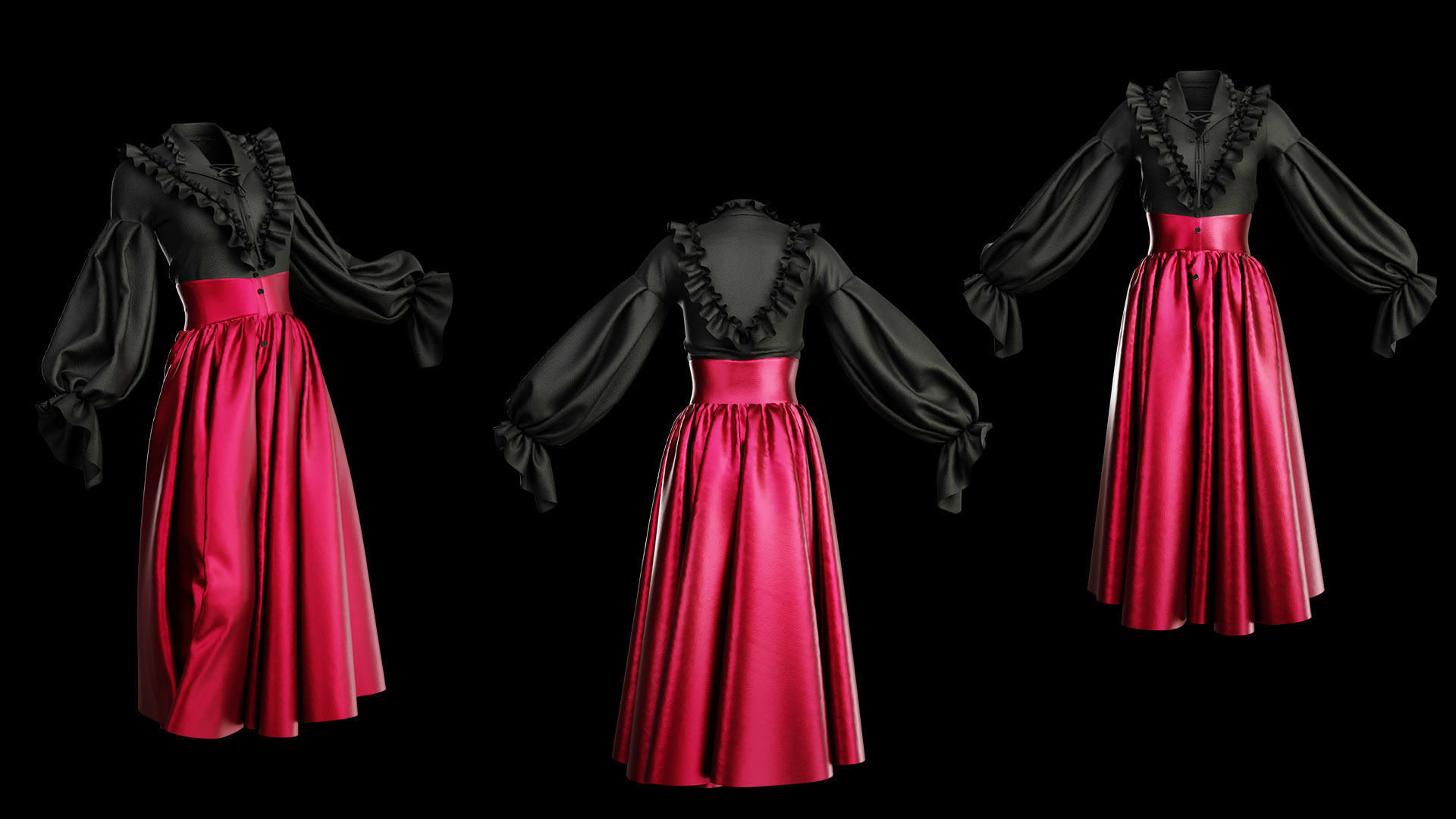 3 Dresses for women vol01 3D model_1