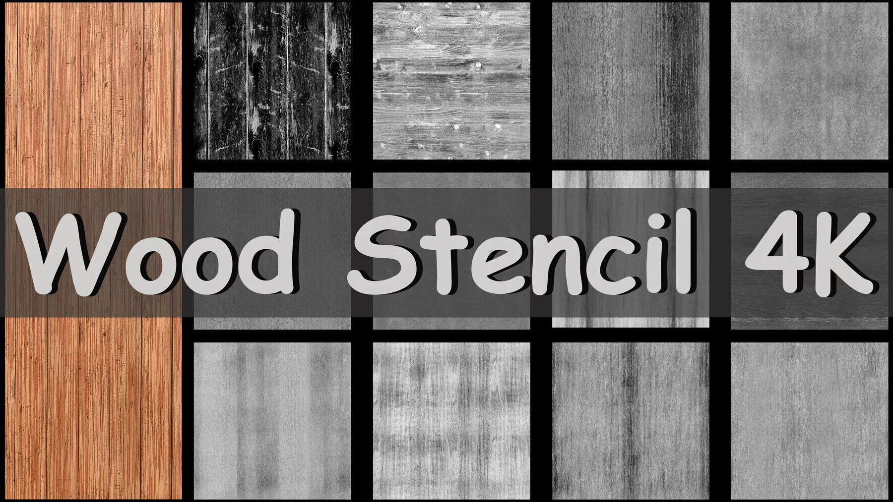 Wood Plank Stencil 4K Low-poly 3D model
