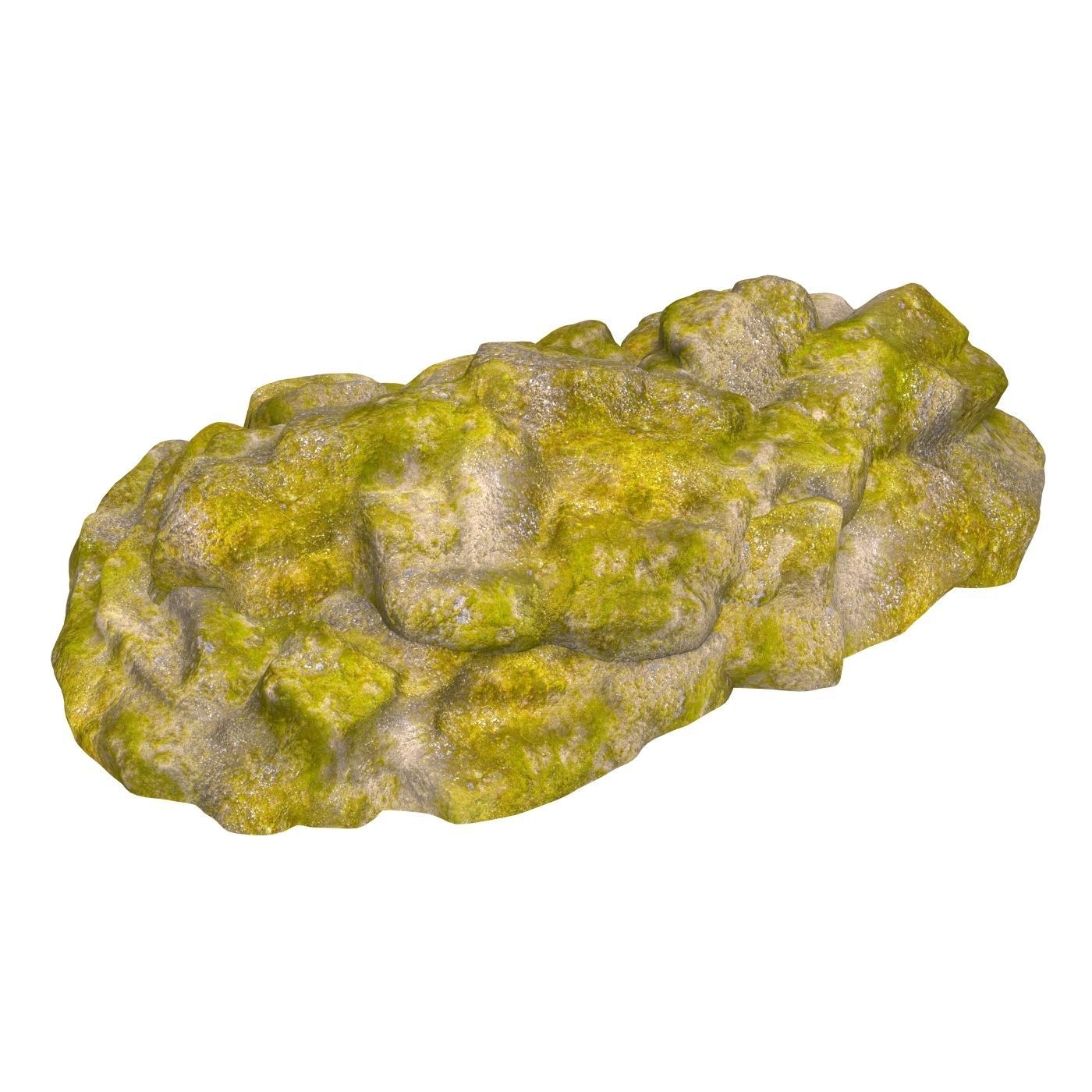 Moss Stone Rock 01 Low-poly 3D model_3