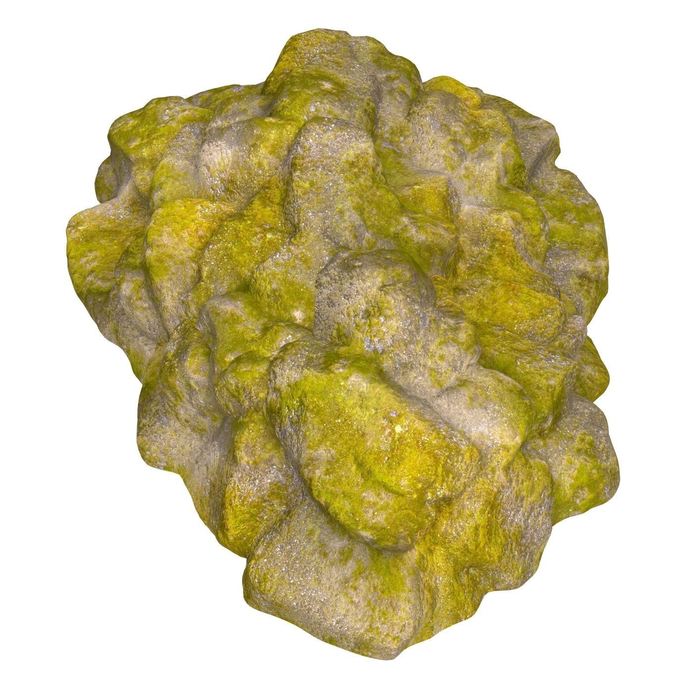 Moss Stone Rock 01 Low-poly 3D model_2