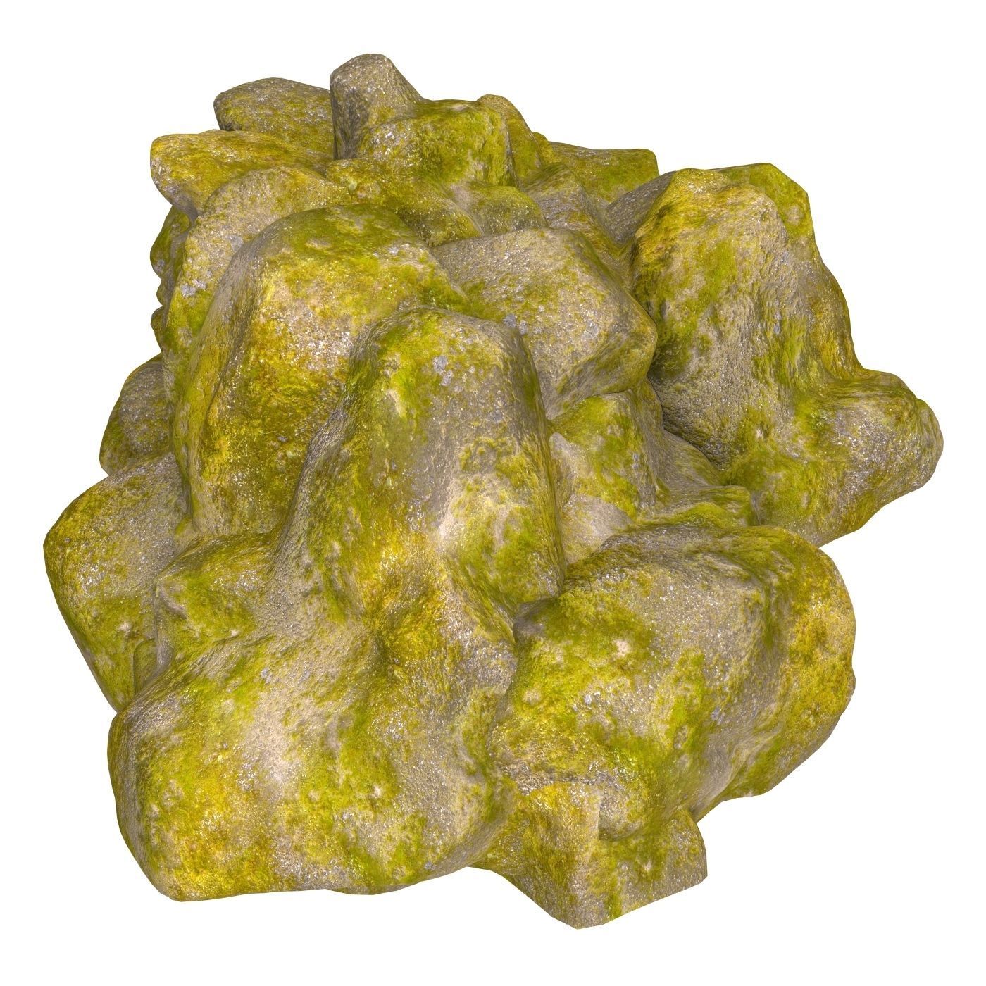 Moss Stone Rock 03 Low-poly 3D model_2