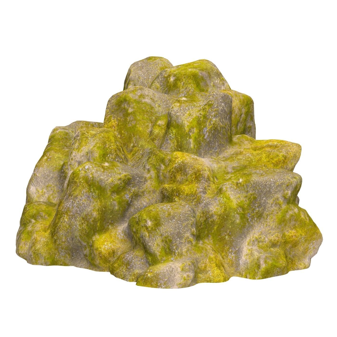 Moss Stone Rock 03 Low-poly 3D model_1