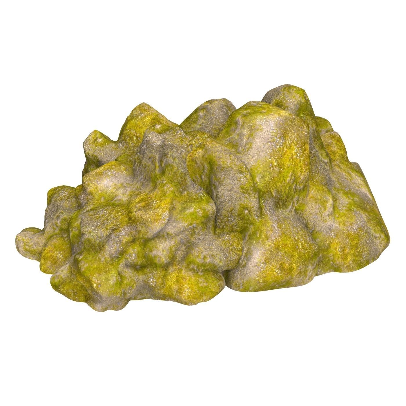 Moss Stone Rock 03 Low-poly 3D model_3