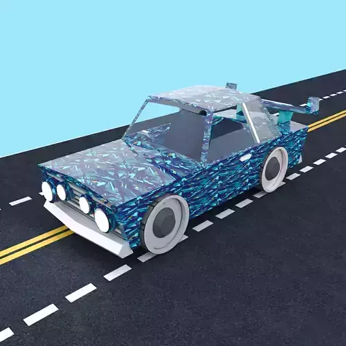 Sports Low Poly  Car 3D Model - Blender