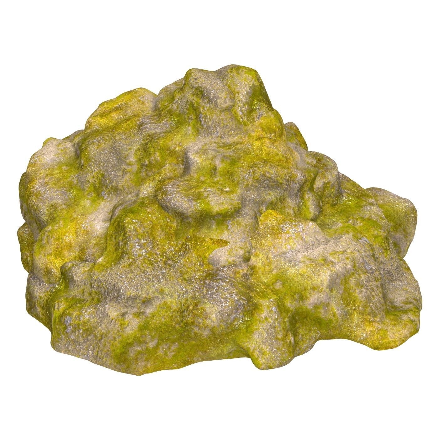 Moss Stone Rock 07 Low-poly 3D model_3