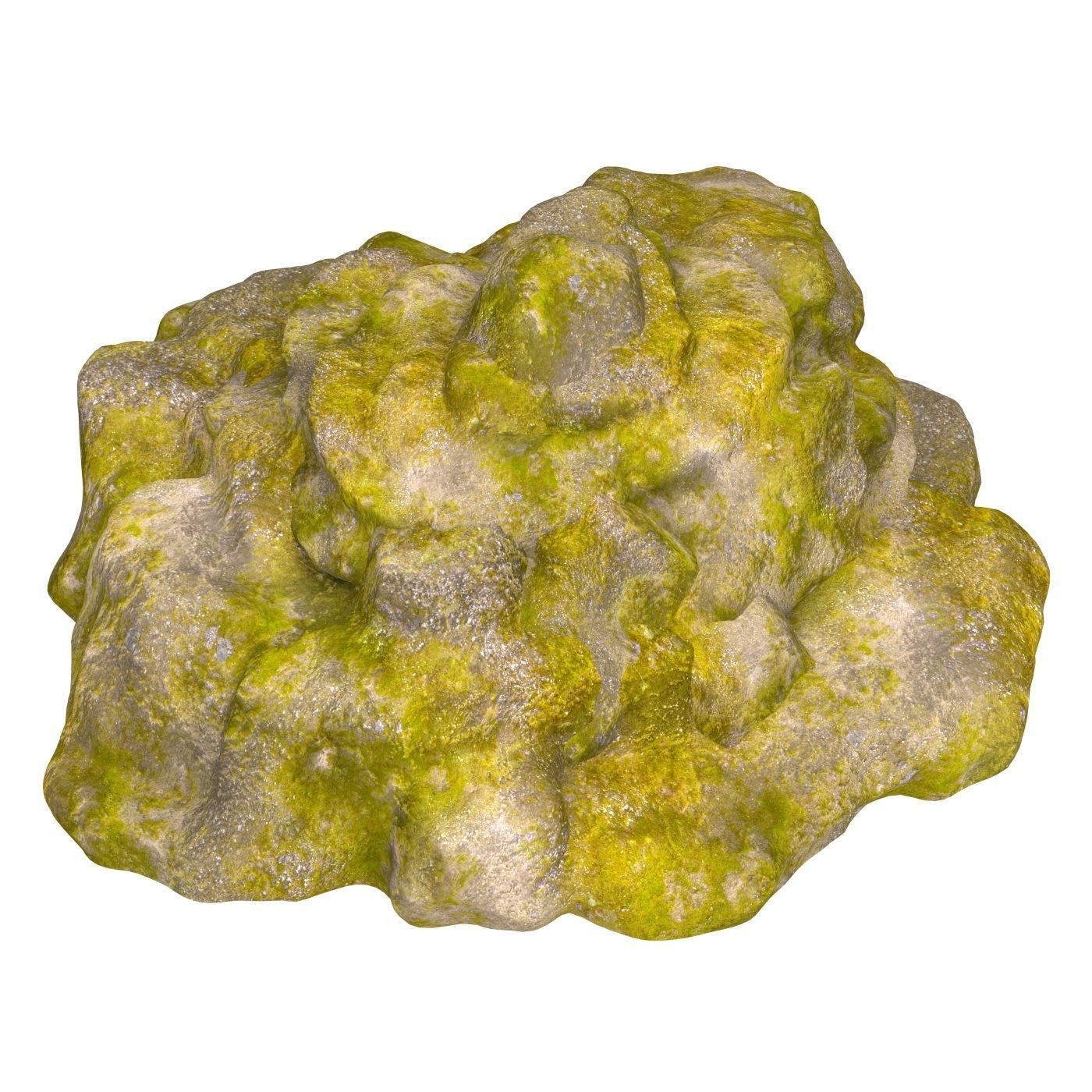 Moss Stone Rock 07 Low-poly 3D model_2