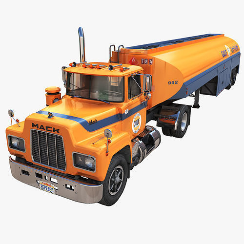 Old american fuel tanker Low-poly 3D model