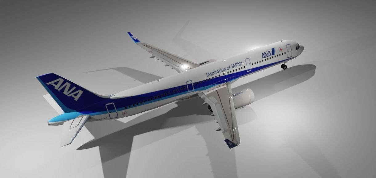 ANA Airbus a321neo 3D Model Low-poly 3D model_3