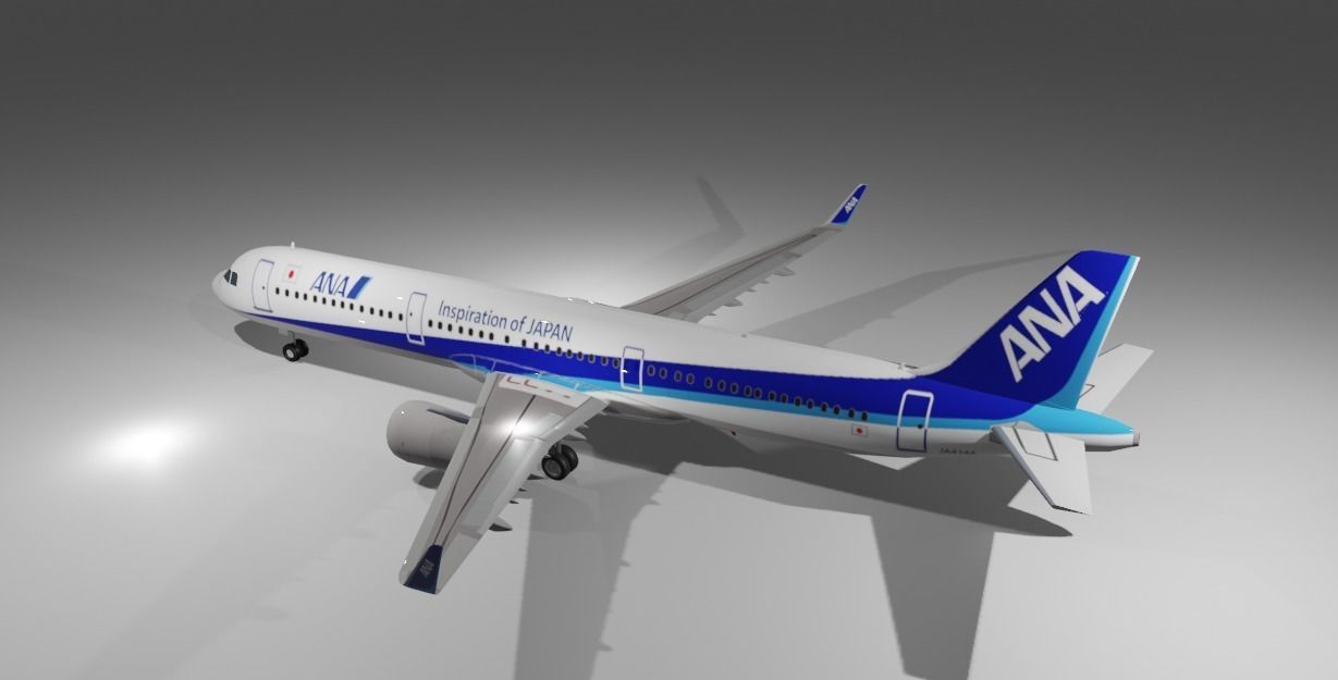 ANA Airbus a321neo 3D Model Low-poly 3D model_1