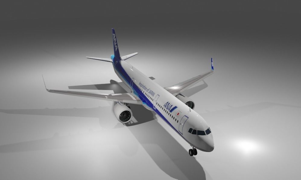 ANA Airbus a321neo 3D Model Low-poly 3D model_5