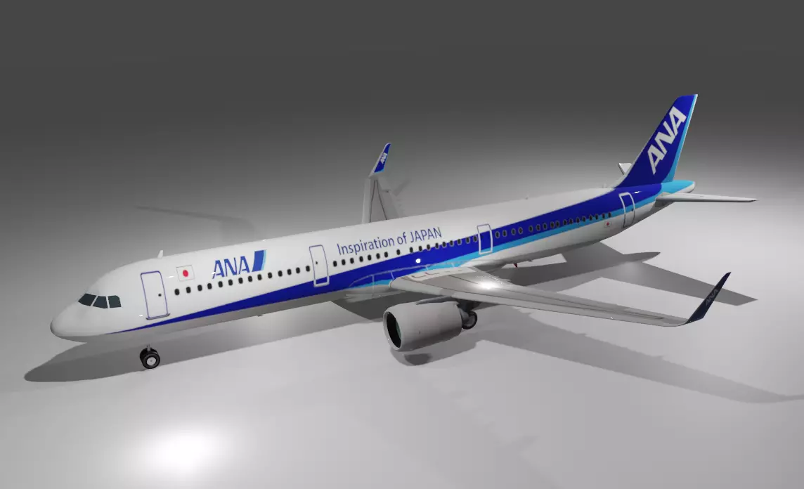 ANA Airbus a321neo 3D Model Low-poly 3D model_0
