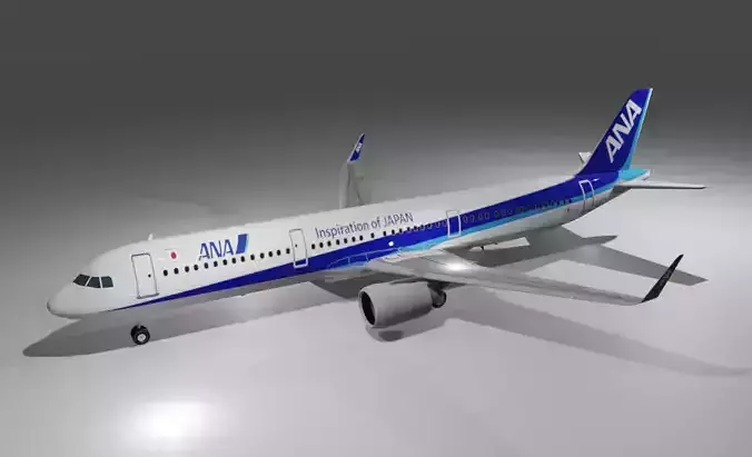 ANA Airbus a321neo 3D Model Low-poly 3D model