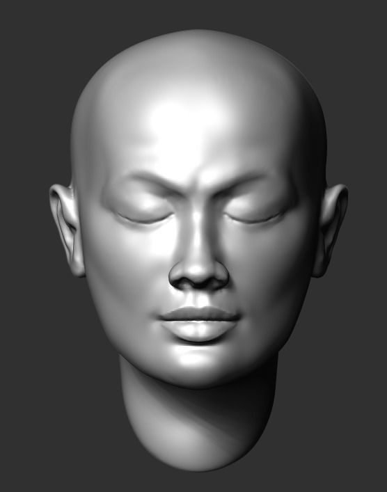 Realistic Female Asian head Low-poly 3D model Textures Free 3D model_7