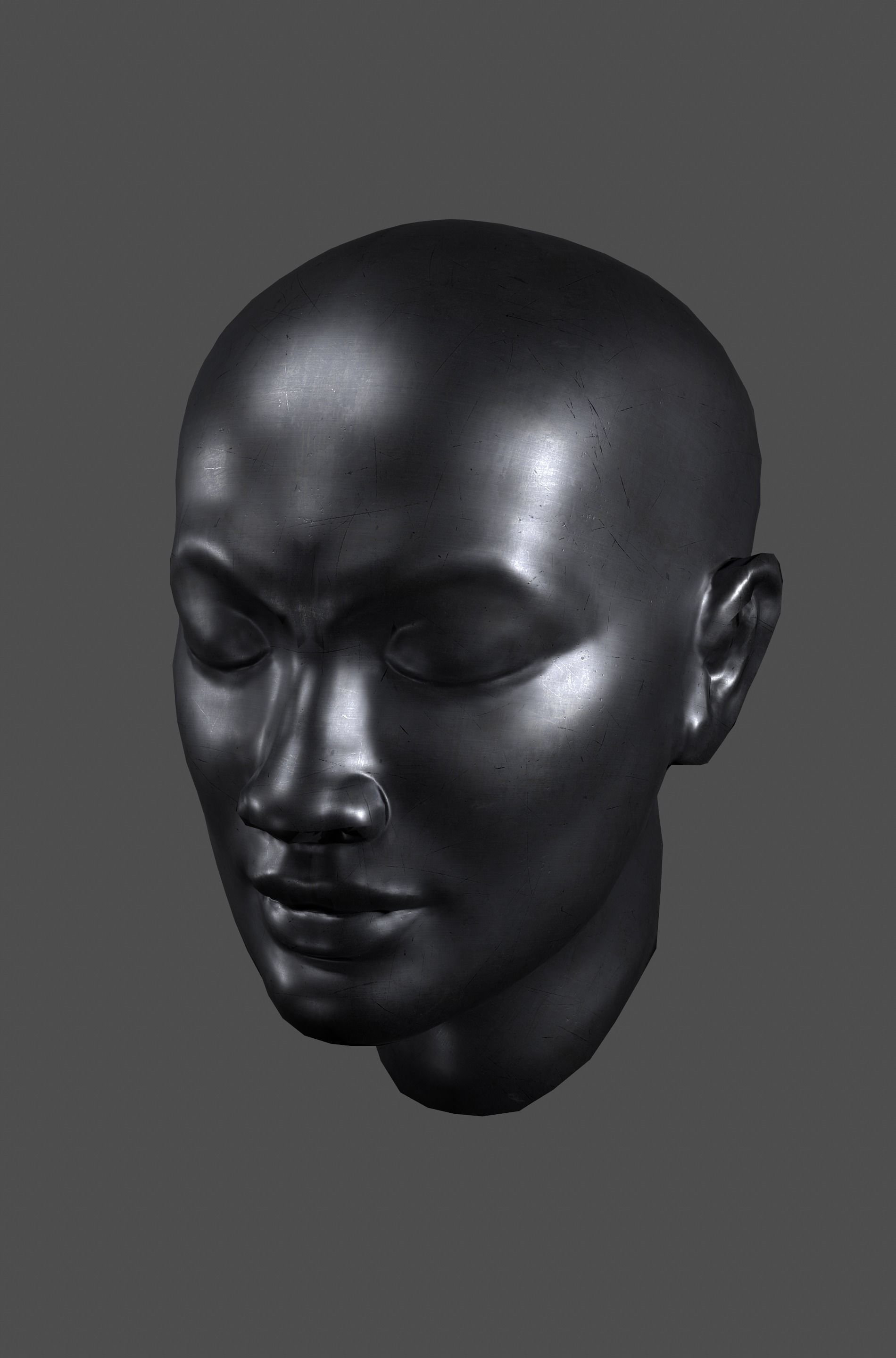 Realistic Female Asian head Low-poly 3D model Textures Free 3D model_5