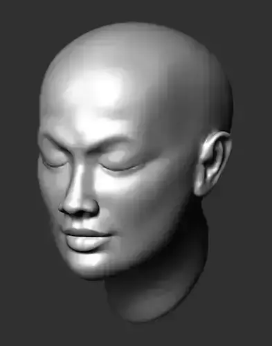 Realistic Female Asian head Low-poly 3D model Textures Free 3D model