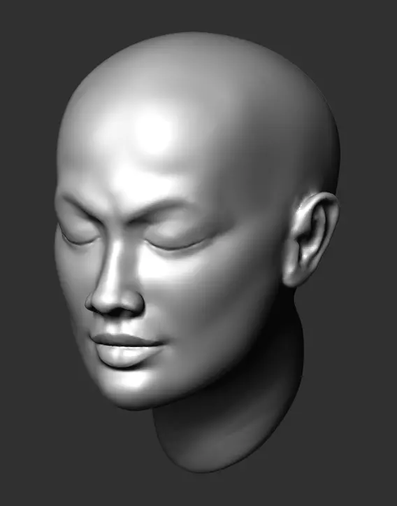 Realistic Female Asian head Low-poly 3D model Textures Free 3D model_0