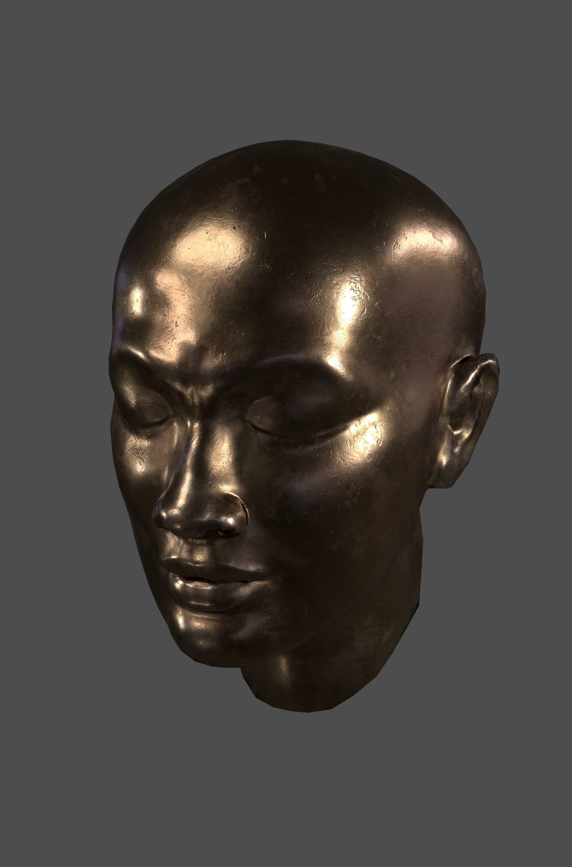 Realistic Female Asian head Low-poly 3D model Textures Free 3D model_3