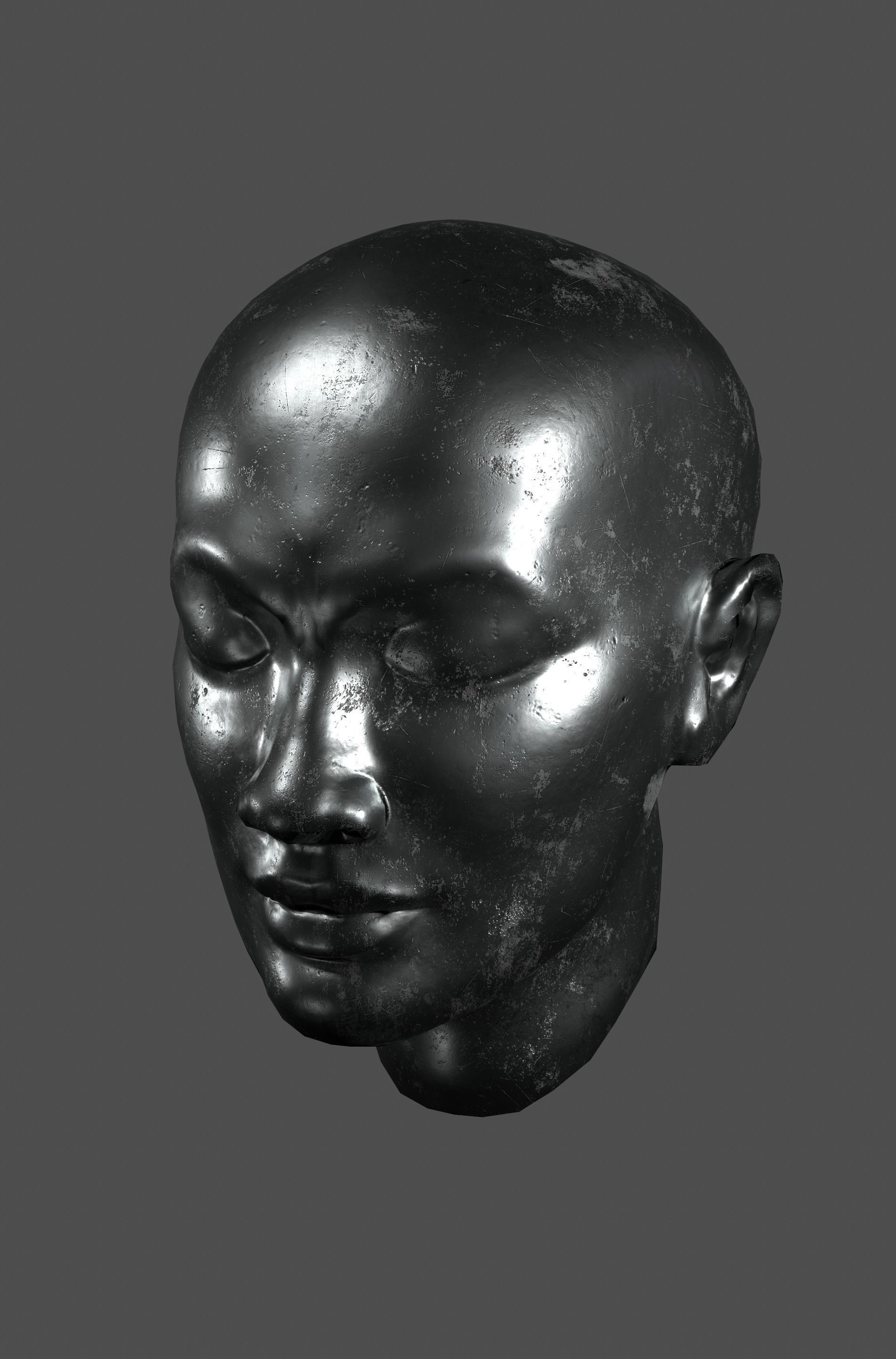 Realistic Female Asian head Low-poly 3D model Textures Free 3D model_6