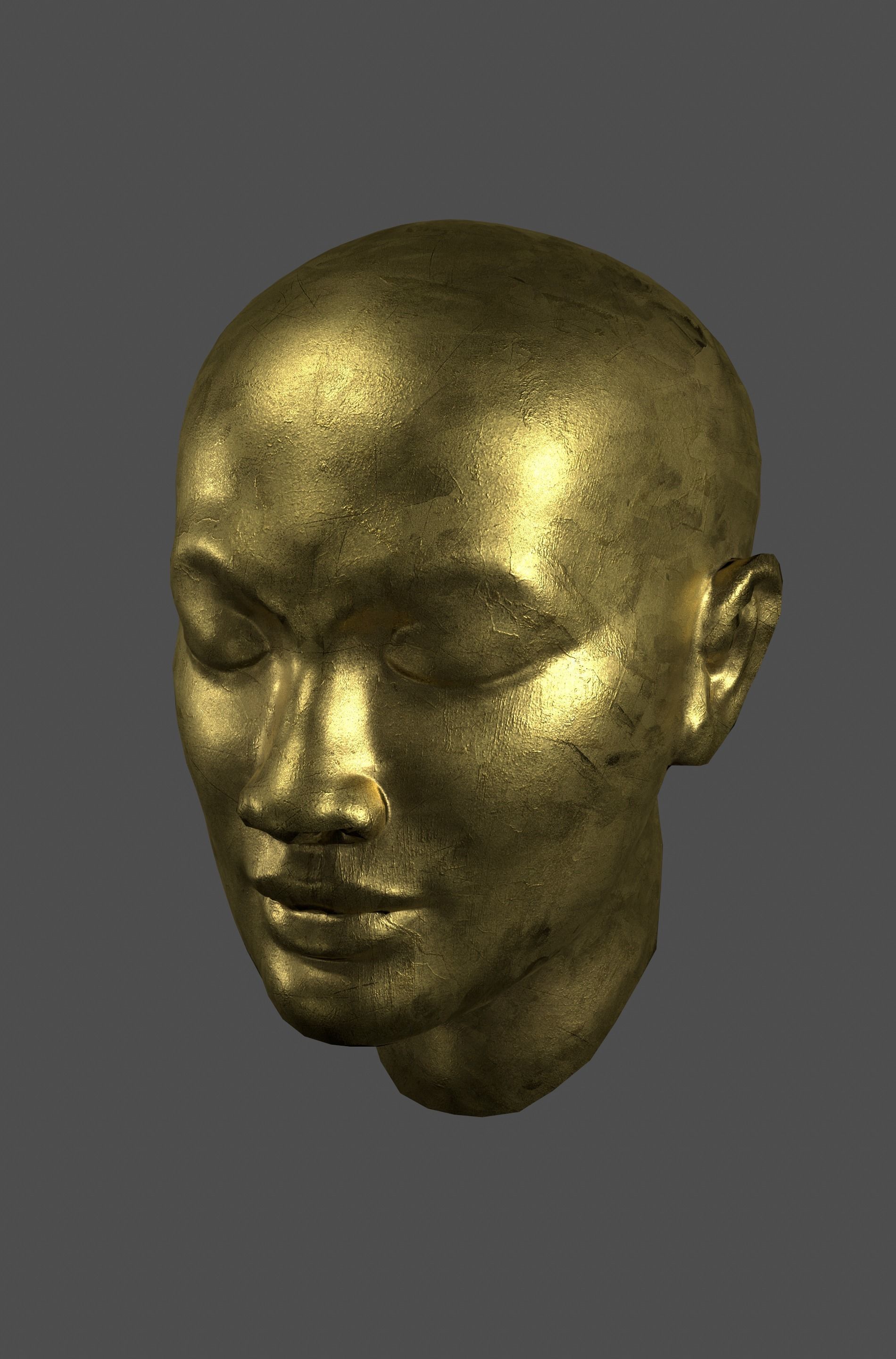 Realistic Female Asian head Low-poly 3D model Textures Free 3D model_4