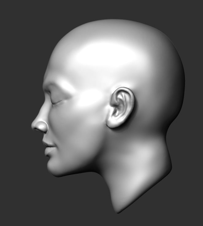 Realistic Female Asian head Low-poly 3D model Textures Free 3D model_8