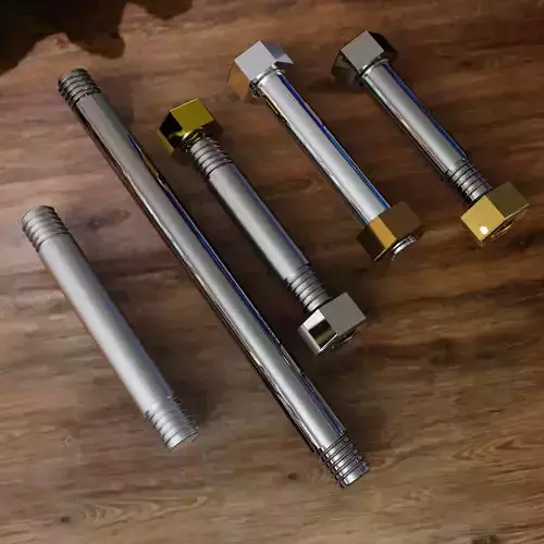 Shank bolt and nut for power transmission and hatch