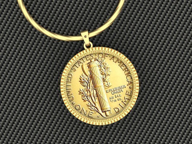 Ring Shank for Dime Coin Frame 3D print model_9