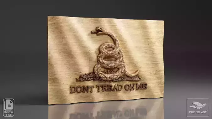 Dont Tread On Me Wavy Flag - CNC Files For Wood 3D STL Model