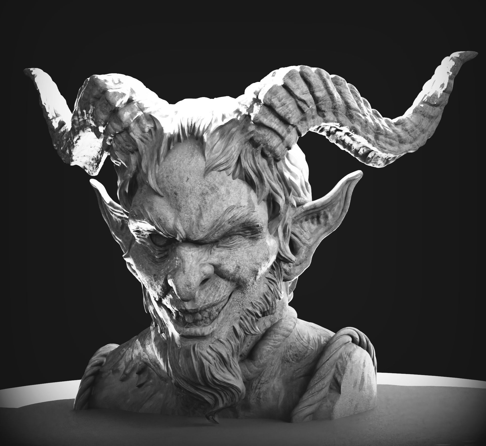 Krampus-3D Printable Krampus Evil Santa Bust 3D print model_4