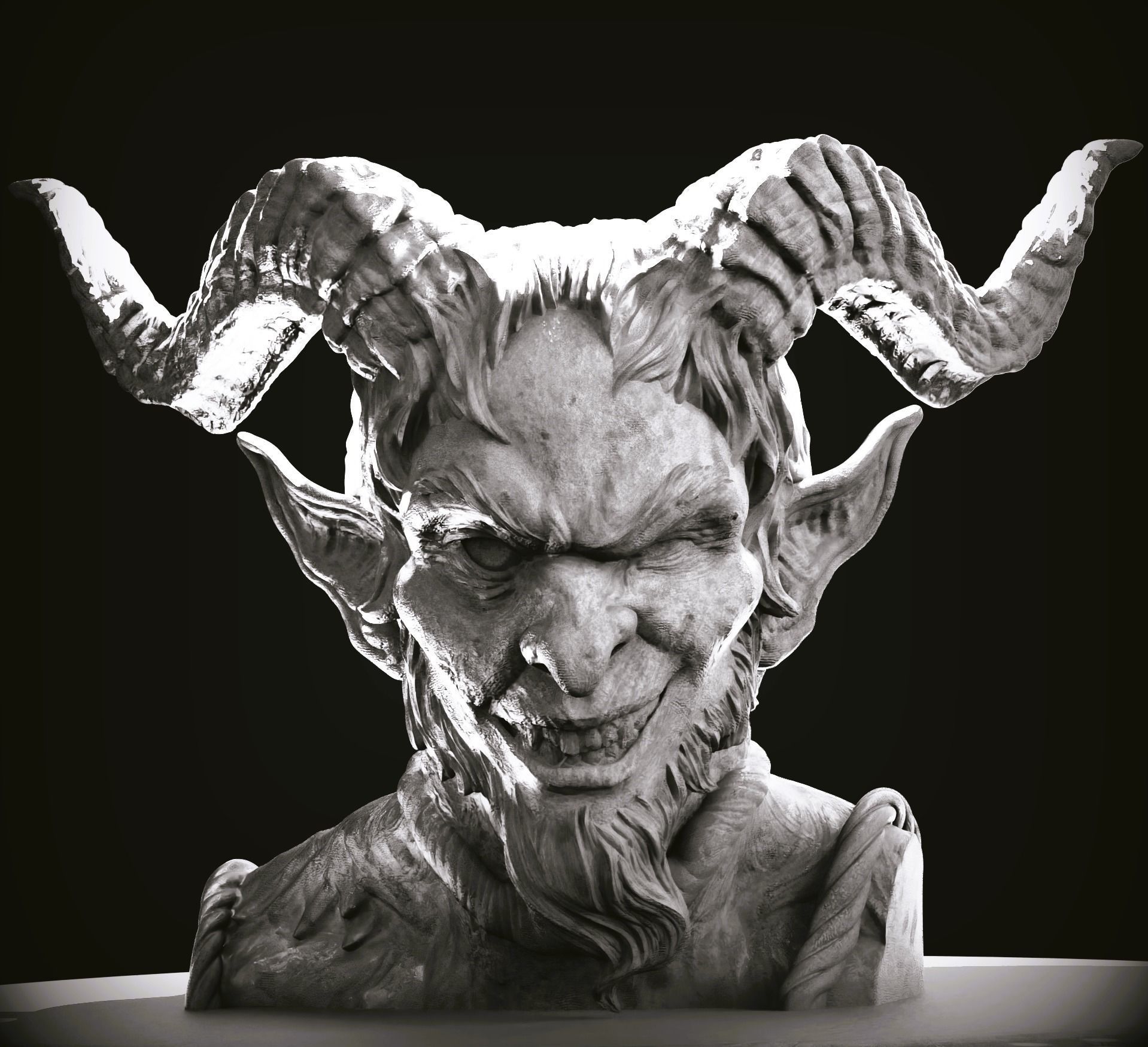 Krampus-3D Printable Krampus Evil Santa Bust 3D print model_3