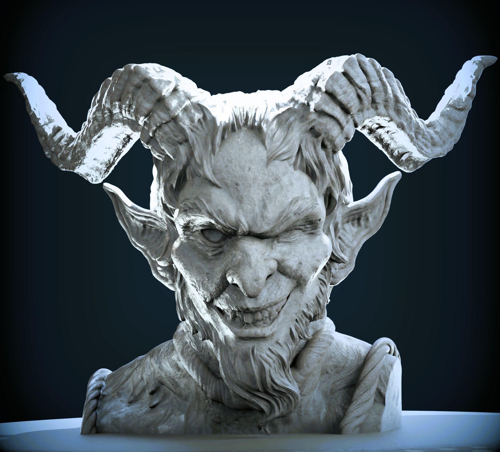 Krampus-3D Printable Krampus Evil Santa Bust 3D print model_2