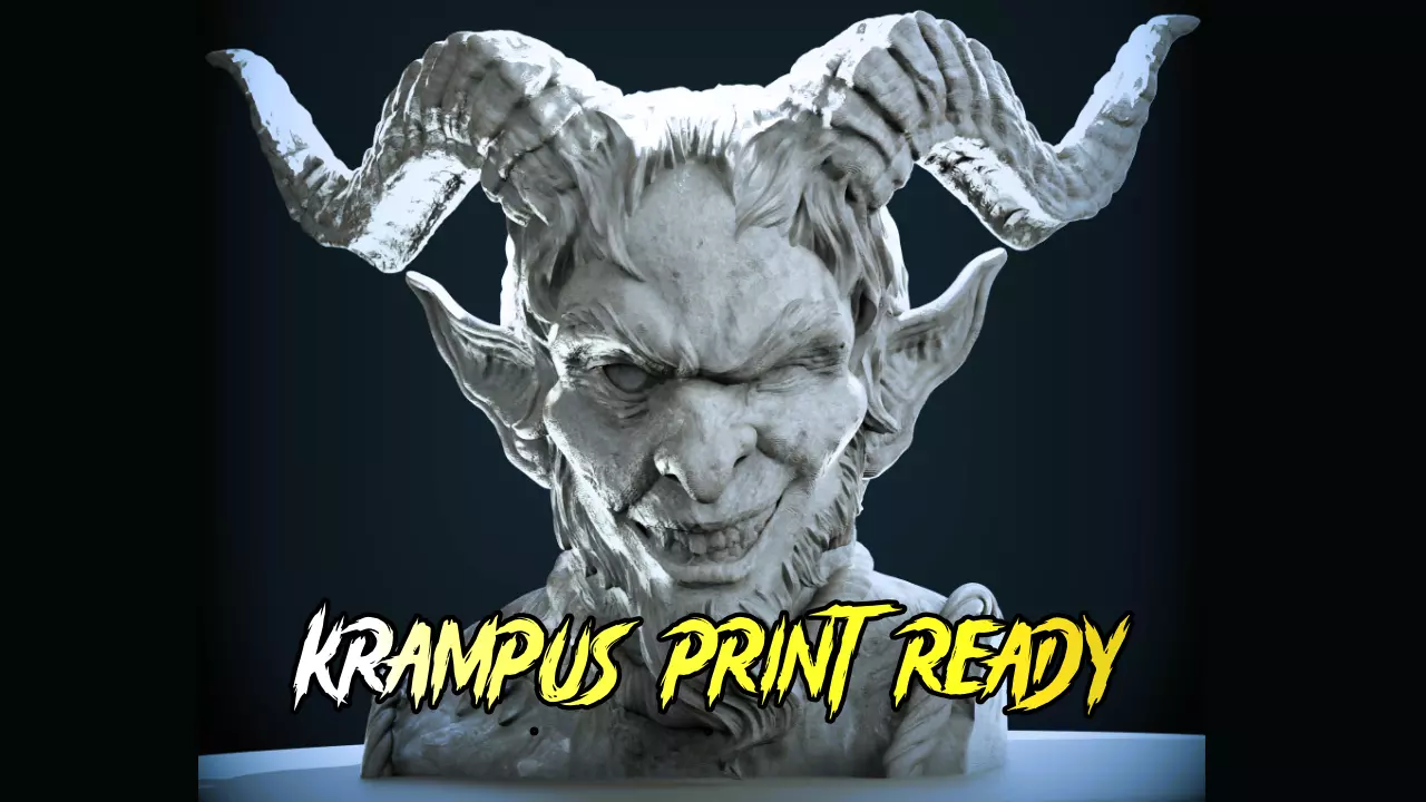 Krampus-3D Printable Krampus Evil Santa Bust 3D print model_0