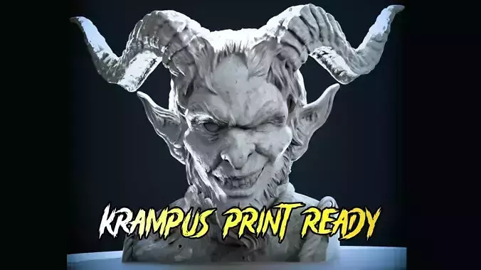 Krampus-3D Printable Krampus Evil Santa Bust