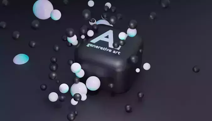 AI ILLUSTRATION with a floating balloon