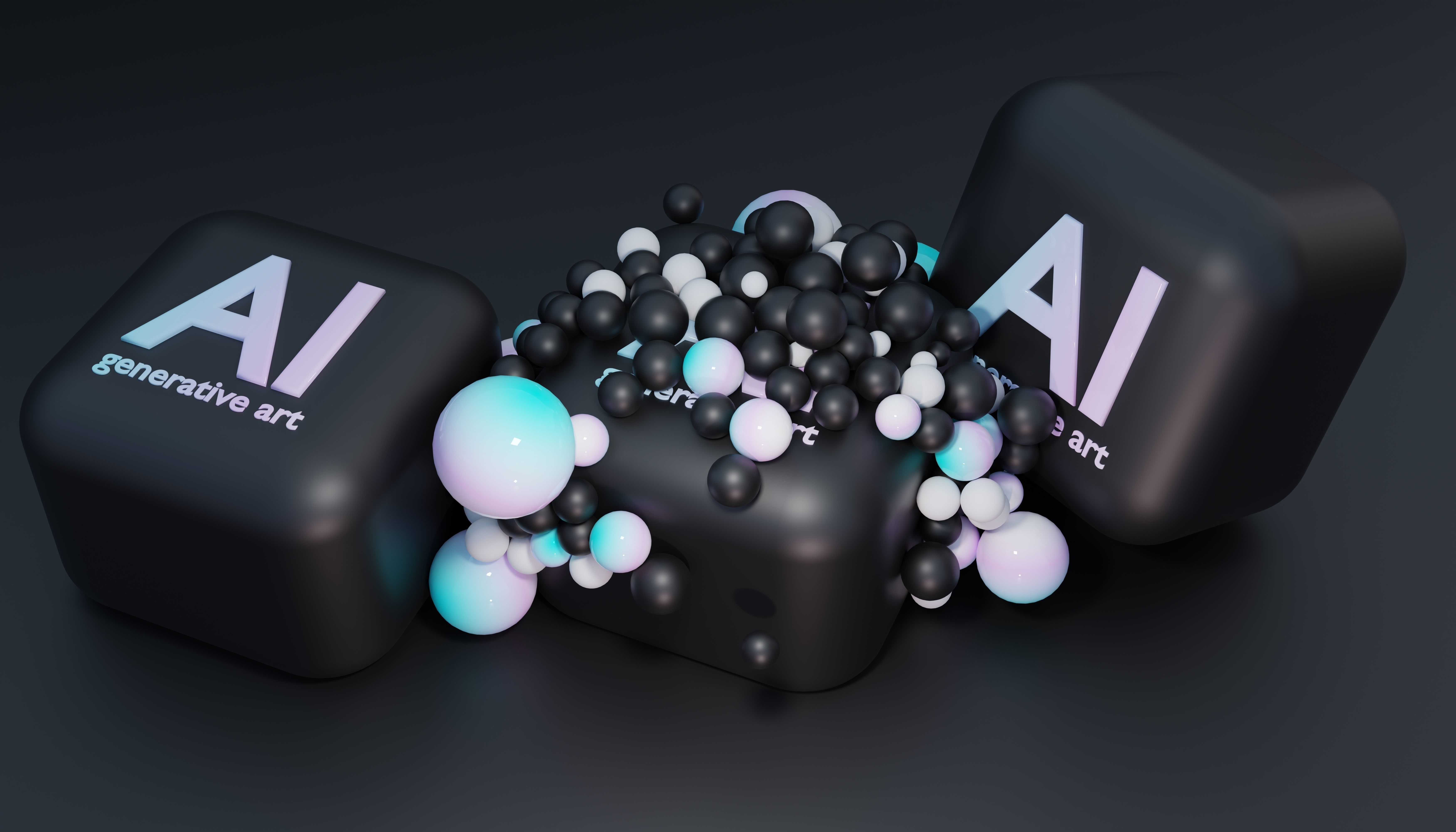 AI ILLUSTRATION with a floating balloon 3D model_2