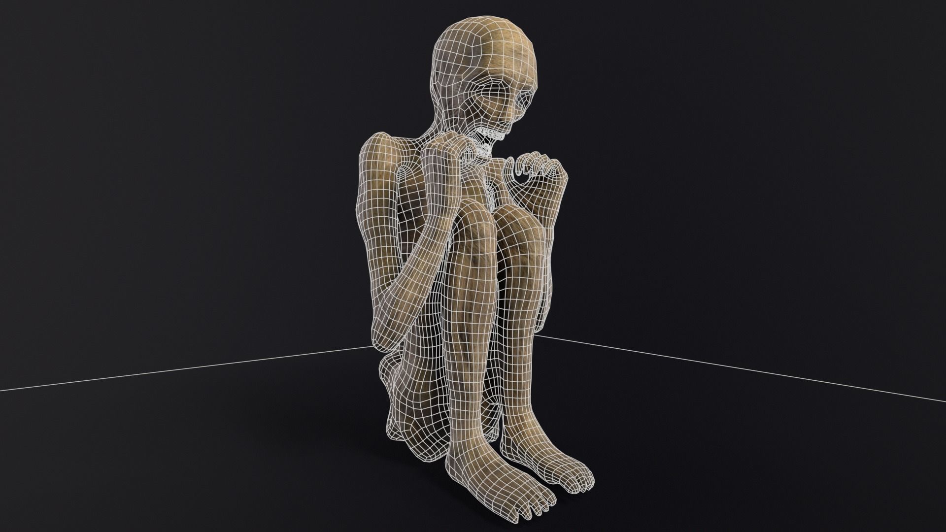 Mummified Corpse Low-poly 3D model_3