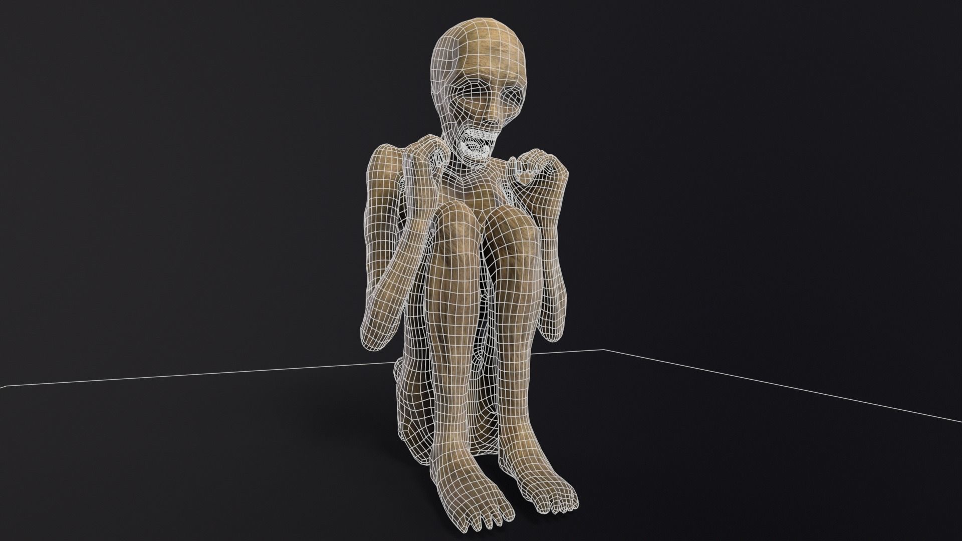 Mummified Corpse Low-poly 3D model_5