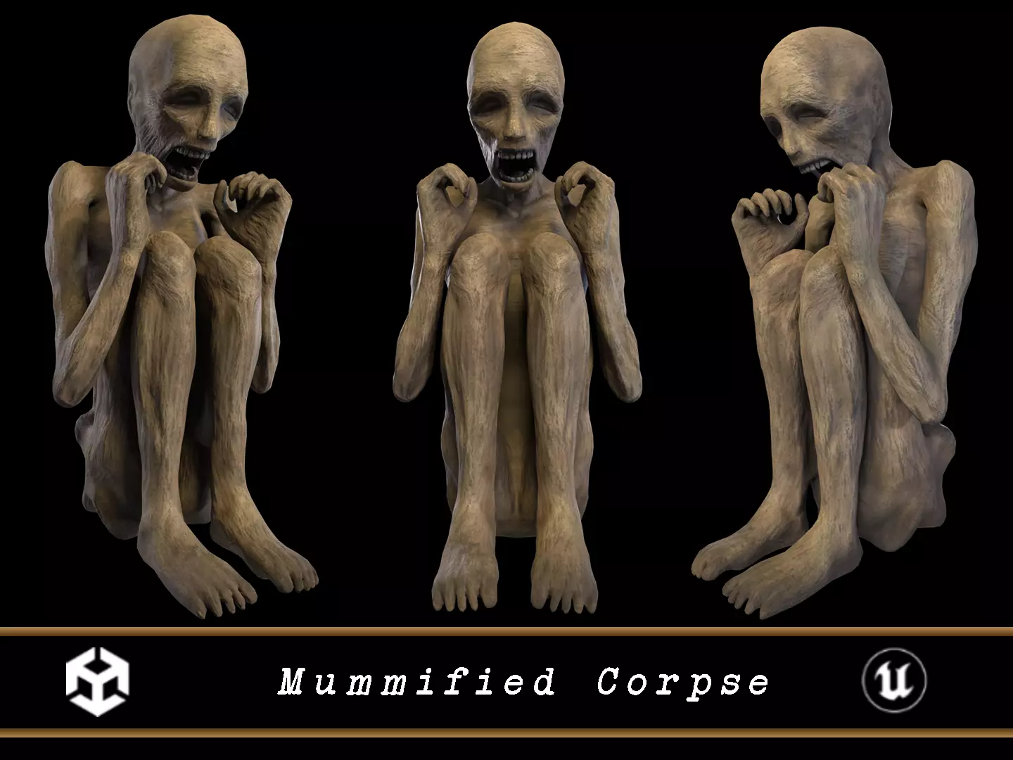 Mummified Corpse Low-poly 3D model_0